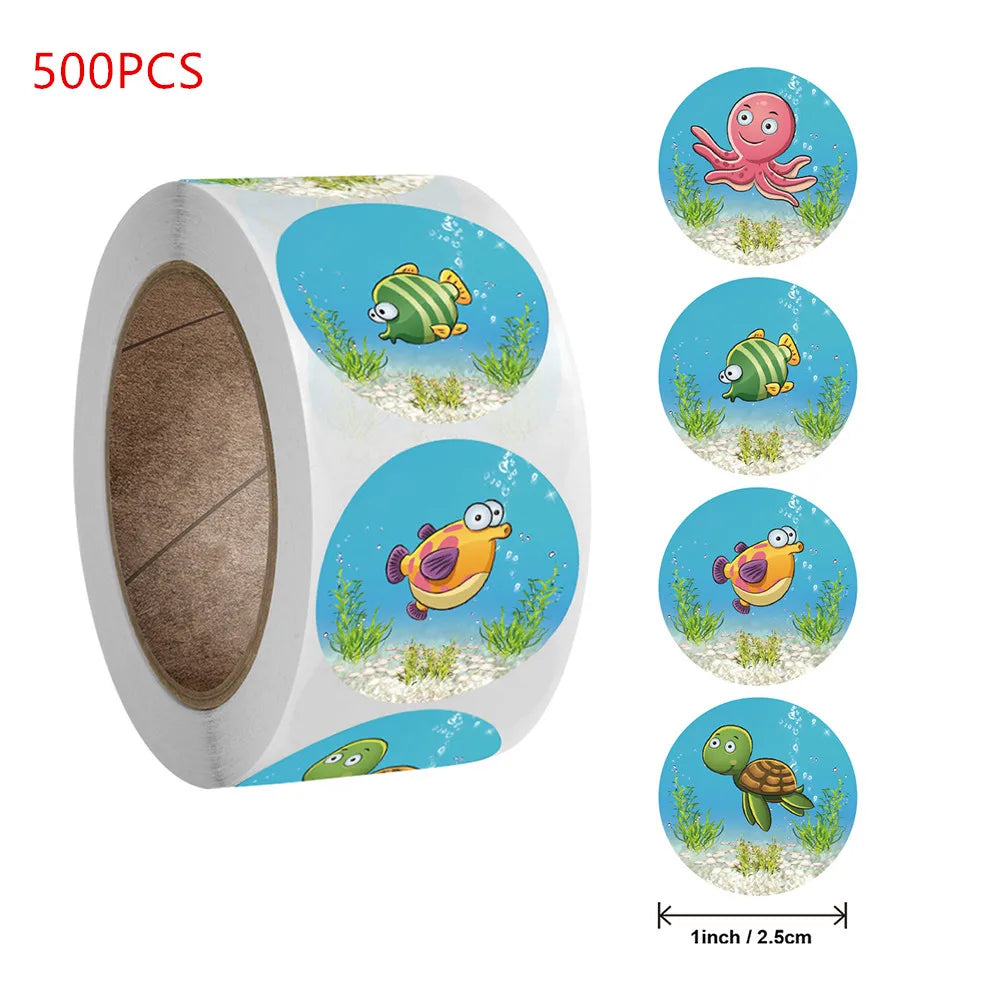 500pcs/roll Zoo Animals Laptop Stickers Reward Motivational Teacher Decals Ocean Life Sticker Toys for Children Kids on Car Book (Online Order Only)