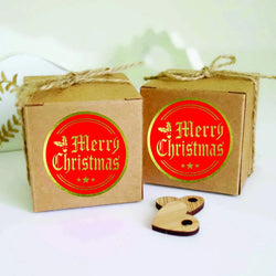 Merry Christmas Stickers 100-500pcs Round Golden Plated Stickers Gift Candy Box Homemade Cookies Bag Sealing Decoration Decals (Online Order Only)