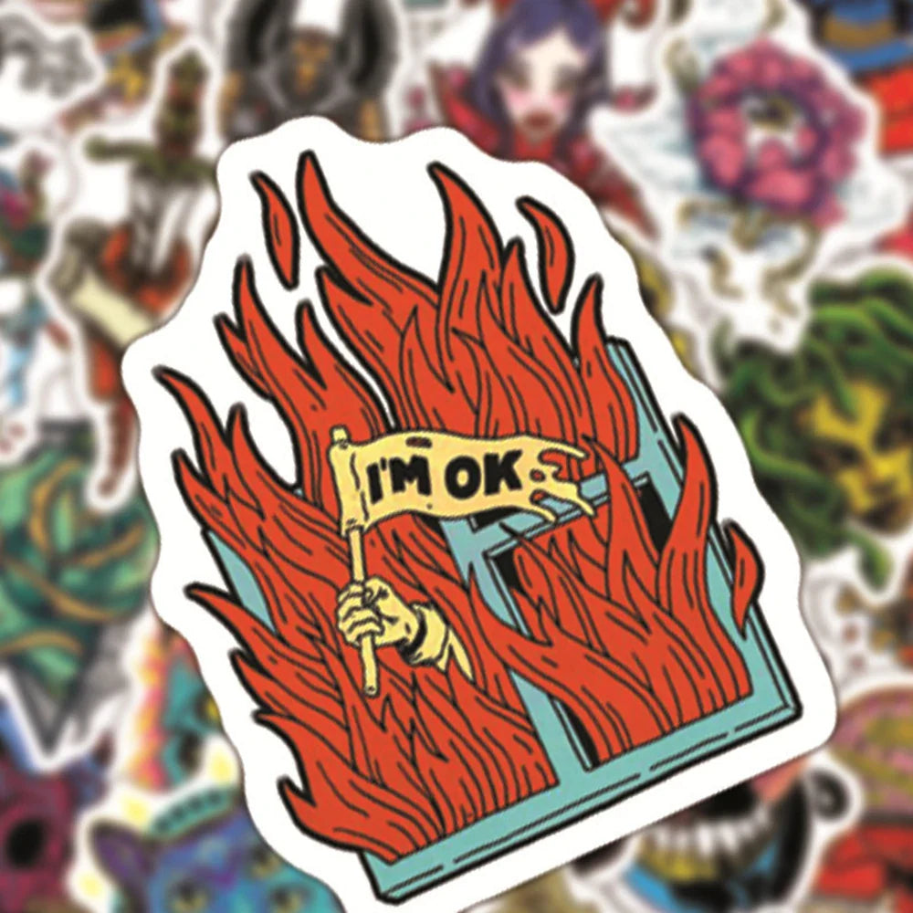 10/50/100PCS Horror Series Stickers Skull Zombie Skateboard Guitar Laptop Motorcycle Suitcase Bike Cool Sticker Decal Kid Toy (ONLINE ORDER ONLY)