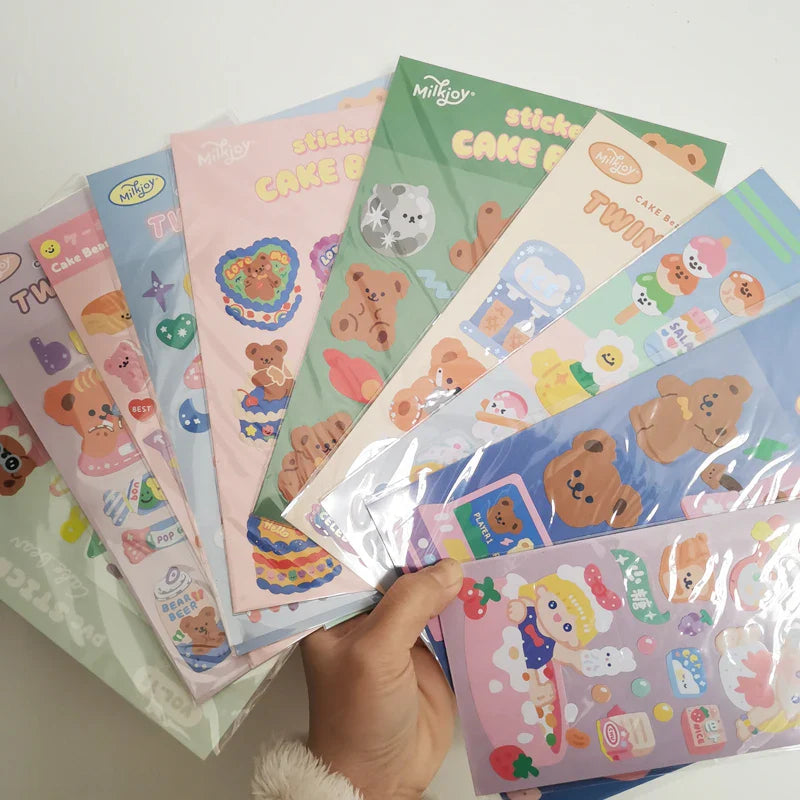 5/10Pc Cute Bear Lollipop Girl Stickers Set Scrapbooking Decorative Sticker Korean DIY Diary Album Stick Label Kawaii Stationery (ONLINE ORDER ONLY)