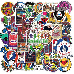 10/30/50PCS Rock Band Greatful Dead Stickers Laptop Guitar Luggage Waterproof Phone Bike Cool Graffiti Sticker Decal Kid Toys (ONLINE ORDER ONLY)