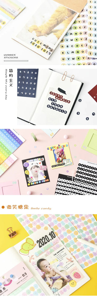2pcs INS Alphanumeric Sticker Scrapbooking Decoration Photo Album Decor Planner Notebook Labels stickers Kawaii Stationery (Online Order Only)