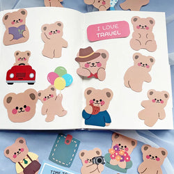 50Pcs/pack Cute Travel Bear Stickers Scrapbooking Decorative Sticker Korean DIY Diary Album Stick Label Kawaii Stationery (ONLINE ORDER ONLY)