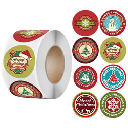 100-500Pcs Christmas Gift Box Round Labels Christmas Sticker Candy Bag Flower Gift Box Cake Boxes Packaging New Year Stickers (ONLINE ORDER ONLY)