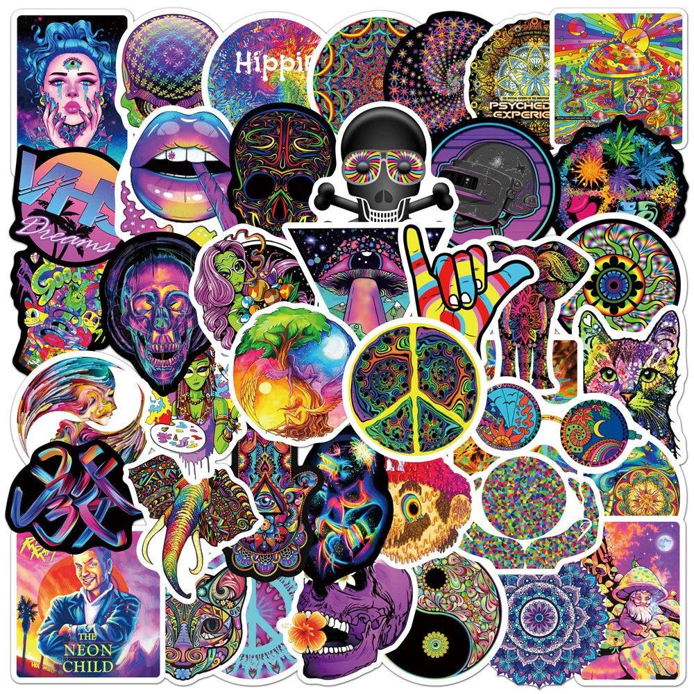 Psychedelic Graffiti Gradient Helmet Stickers (10/30/50pcs) (Online Order Only)