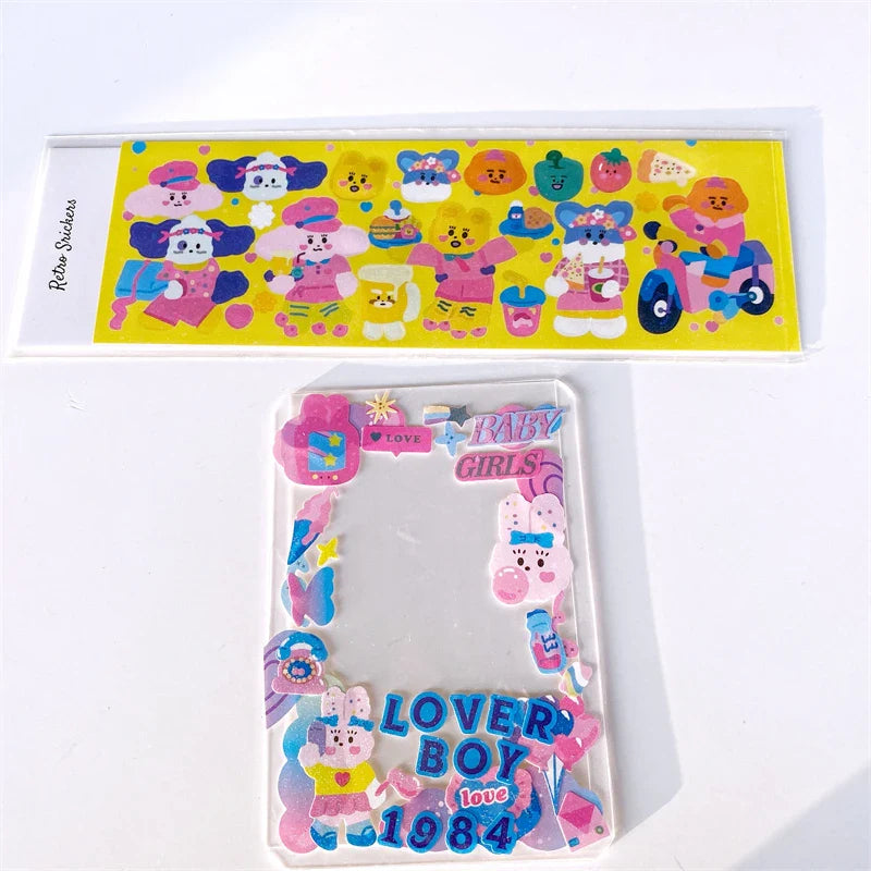 Cute Rabbit Laser Sticker Letters Decorative Stickers Idol Card Making Scrapbooking Journal Photo Album Stick Label Stationery (Online Order Only)