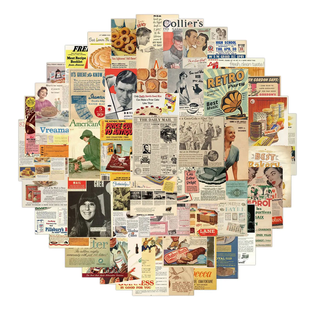 10/30/50PCS Vintage Stickers For Stationery Laptop Adesivos Craft Supplies Scrapbooking Material Custom Retro Decal Toy Stickers (ONLINE ORDER ONLY)