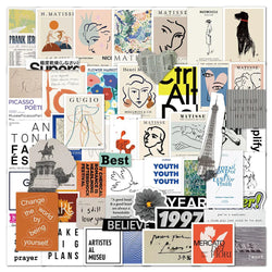 French Art Pop Cartoon Stickers: Aesthetic Laptop Phone Guitar Wall Bike Waterproof Decals Toy (Online Order Only)