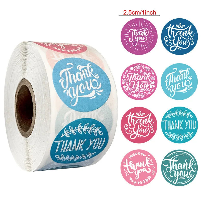 500pcs Round Pink Flowers Pattern Thank You Stickers Seal Labels Christmas Stickers School Teacher Reward Stationery Sticker (ONLINE ORDER ONLY)