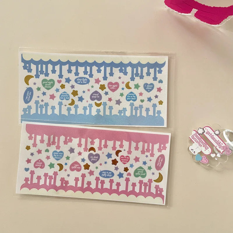 Korean ins Hot Stamping Love Ribbon Stickers Hand Account Decor DIY Collage Material Stationery Sticker Diary Album Decoration (ONLINE ORDER ONLY)