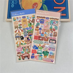 Ins Cute Landscape Stickers Outdoor Indoor Bear Waterproof Stickers Idol Card Hand Account Decoration Stickers Stationery (ONLINE ORDER ONLY)