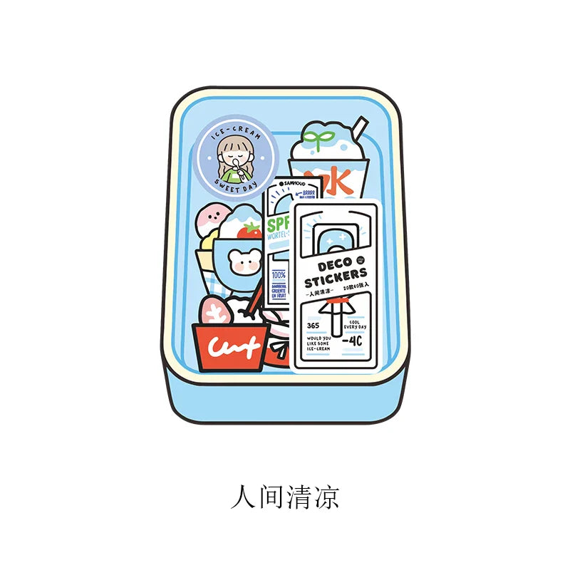 40pcs Food Series stickers Set Kawaii Cartoon Diary Album Stationery Sticker aesthetic Decorative collage planner Album (Online Order Only)