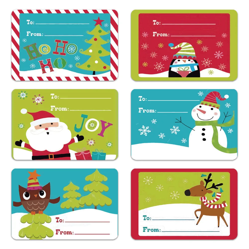 250pcs/roll 6 Christmas Gift Name Tags Designs Adhesive Present Seal Labels 2*3 Inch Christmas Decals Gift Package XMAS Stickers (ONLINE ORDER ONLY)