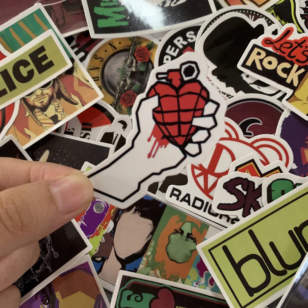 10/30/50/100pcs Cool Rock Band Music Singer Graffiti Stickers Luggage Guitar Skateboard Laptop Phone Bike Car Waterproof Sticker (Online Order Only)
