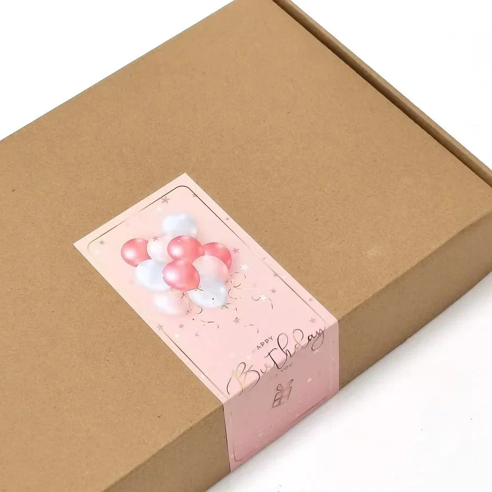 10-30pcs "Happy Birthday To You" Stickers 6*15cm Pink Blue Black Birthday Gift Package Decor Seal Labels Exquisite Stickers (Online Order Only)