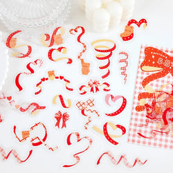 40Pcs/pack Heart Ribbon Series Stickers Hand Account Scrapbooking Decorative Sticker Korean DIY Material Stickers Stationery (ONLINE ORDER ONLY)