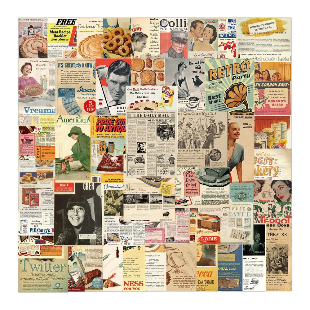 10/30/50PCS Vintage Stickers For Stationery Laptop Adesivos Craft Supplies Scrapbooking Material Custom Retro Decal Toy Stickers (ONLINE ORDER ONLY)