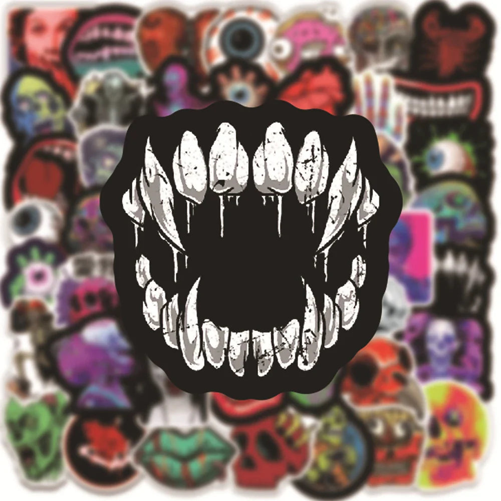10/30/50PCS Halloween Horror Skull Zombie Stickers Skateboard Fridge Guitar Laptop Motorcycle Travel Cool Graffiti Decal Sticker (Online Order Only)