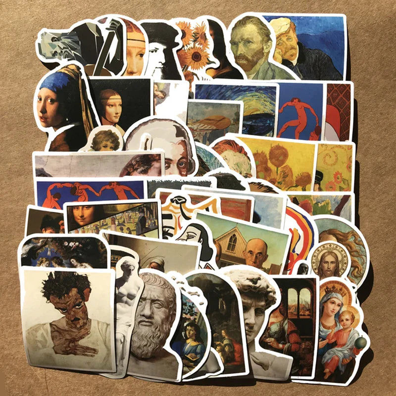 Van Gogh Mona Lisa Art Stickers 10/30/50PCS - Laptop, Car, Skateboard, Phone Decals (Online Order Only)