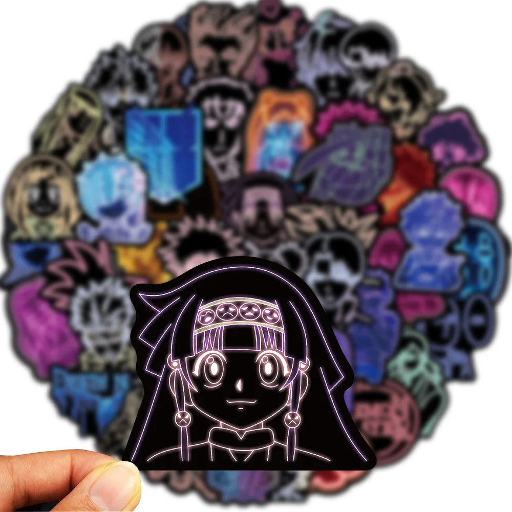 10/30/50PCS Neon Light Anime Stickers Mix Jujutsu Kaisen Hunter×Hunter Stickers DIY Car Phone Laptop Bike Toy Sticker for Kids (Online Order Only)
