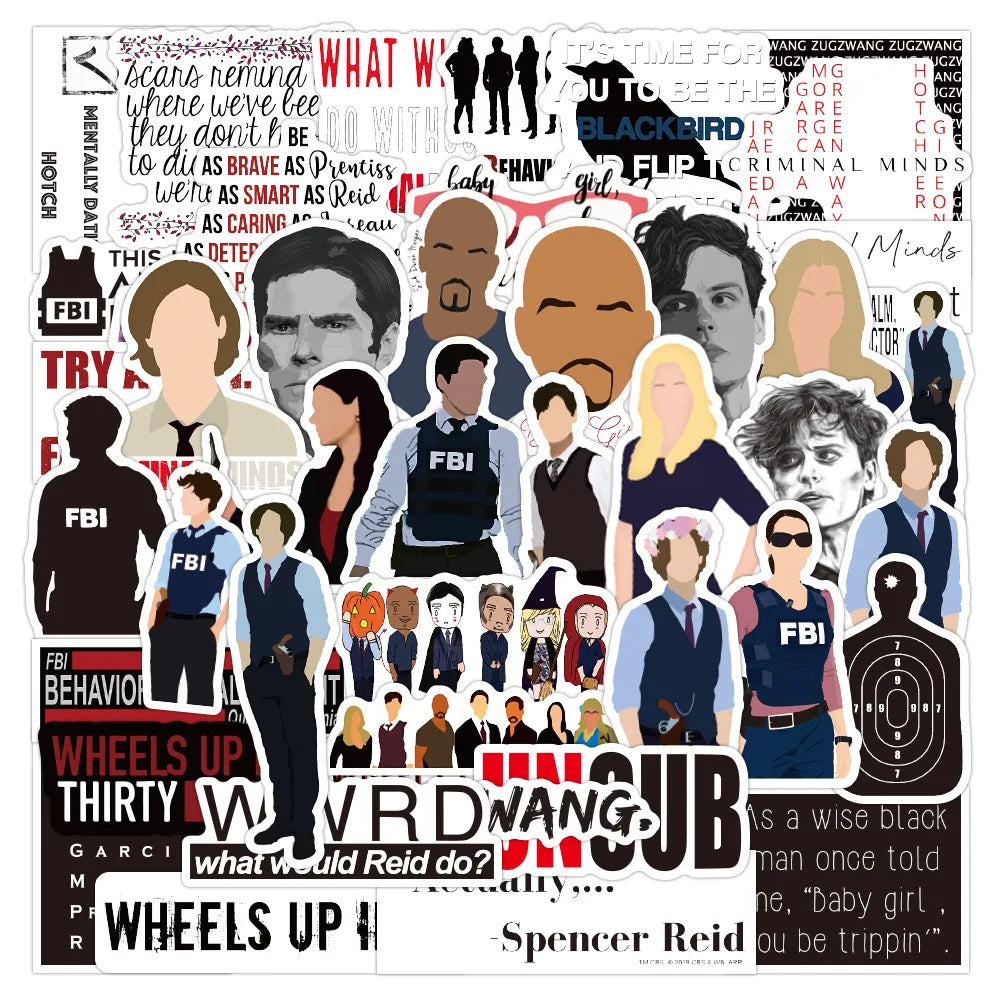 10/50PCS Classic TV Show Criminal Minds Stickers Laptop DIY Motorcycle Luggage Phone Guitar Skateboard Cool Sticker Decals Toys (ONLINE ORDER ONLY)