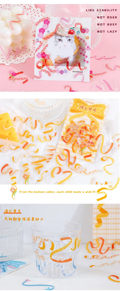 40Pcs/pack Heart Ribbon Series Stickers Hand Account Scrapbooking Decorative Sticker Korean DIY Material Stickers Stationery (ONLINE ORDER ONLY)