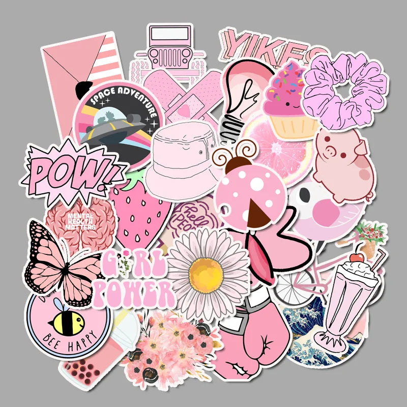 50 PCS/Pack VSCO Girl Stickers Waterproof Cool Stickers For Skateboard Laptop Suitcase Motorcycle Car Decal Toys For Children (Online Order Only)