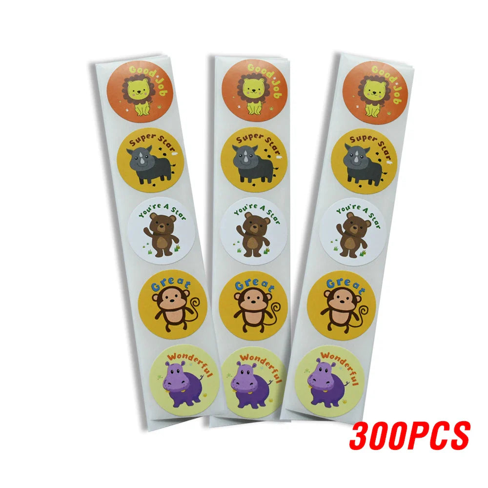 100-500pcs Spanish Reward Stickers Encouragement Sticker Roll For Kids Motivational Stickers With Cute Animals For Students (ONLINE ORDER ONLY)