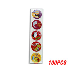 100-500pcs Spanish Reward Stickers Encouragement Sticker Roll For Kids Motivational Stickers With Cute Animals For Students (ONLINE ORDER ONLY)