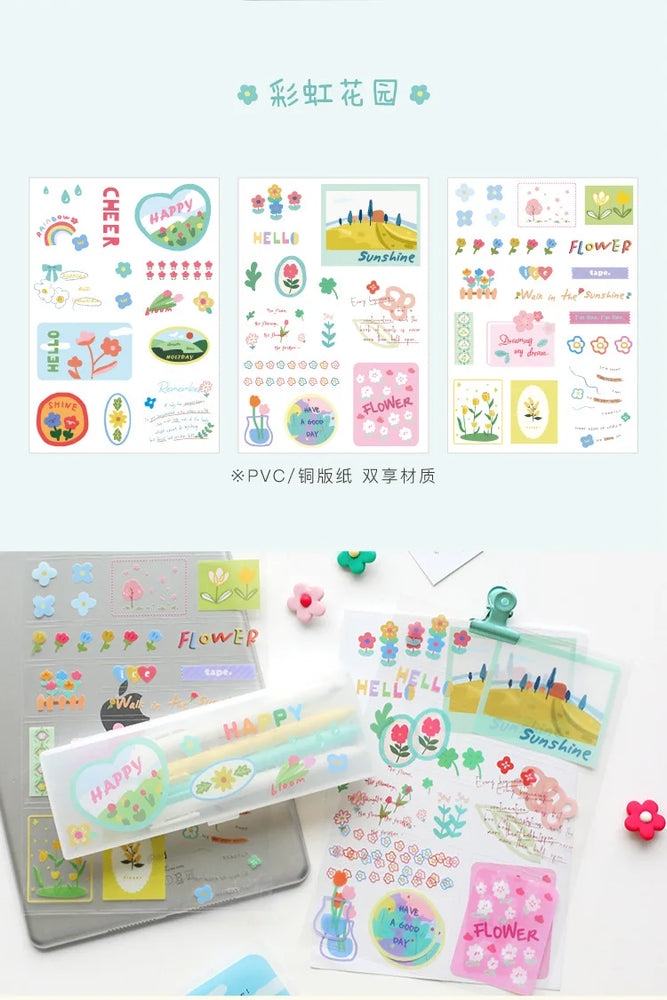 6 Sheets Enjoy Happy Time Series Stickers Scrapbooking Decorative Sticker Korean DIY Diary Album Stick Label Kawaii Stationery (ONLINE ORDER ONLY)