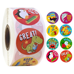 100-500pcs 8 Styles Round Cartoon Sun Smile Kids Reward Stickers Party Handmade Scrapbooking Gift Packaging Seal Label (ONLINE ORDER ONLY)