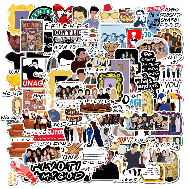 10/50/100pcs Friends TV Show Letter Anime Vintage Paster Gift Toy Funny Decal Scrapbooking DIY Phone Laptop Stickers Gifts (ONLINE ORDER ONLY)