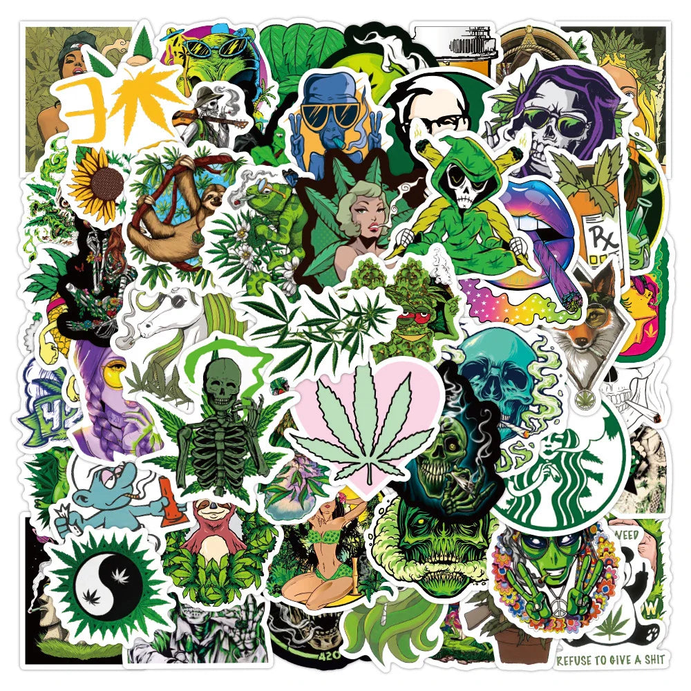 Cool Weed Smoking Graffiti Stickers for Skateboard, Fridge, Motorcycle, Luggage - 10/30/52PCS (ONLINE ORDER ONLY)