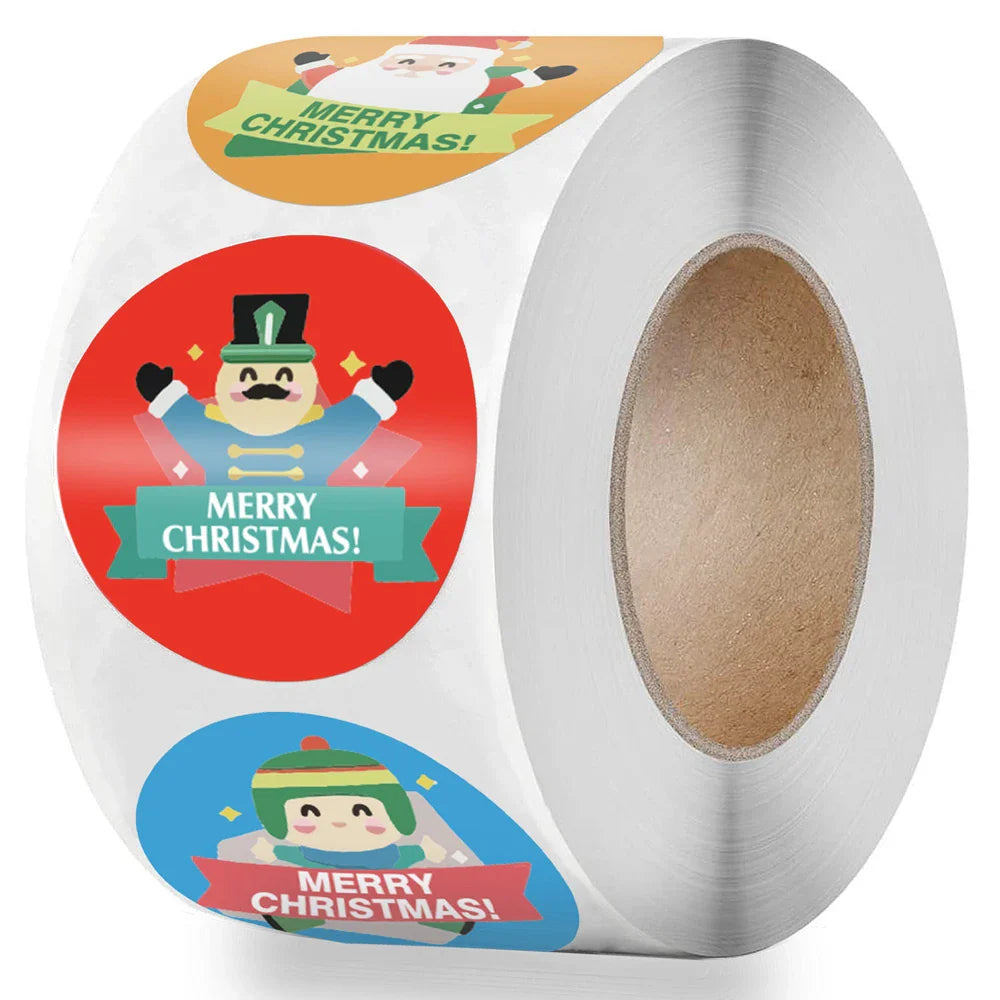 100-500pcs Christmas Stickers Roll Cartoons Gift Cards Party Package Cute Santa Label Sealing Decor Party Decorative Stickers (ONLINE ORDER ONLY)