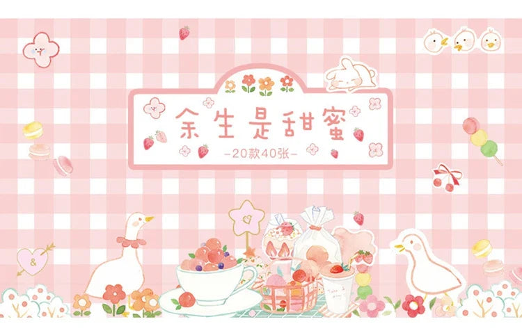 40Pcs/lot Sweet Life Series Stickers Scrapbooking Decorative Sticker DIY Diary Album Stick Label Escolar Cute Stationery Gift (Online Order Only)