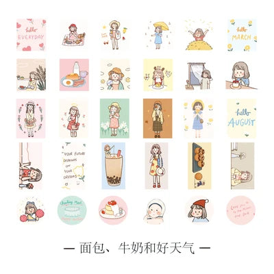 60Pcs/lot Retro Sweet Girl Stickers Scrapbooking Decorative Sticker DIY Diary Album Stick Label Kawaii Stationery (ONLINE ORDER ONLY)
