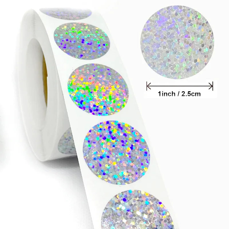 Exquisite 500pcs Laser Blank Love Heart Stars Round Stickers Handmade Decoration Holiday Birthday Party Sealing Label Sticker (Online Order Only)
