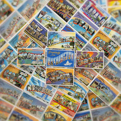 Retro City Postcard Stickers: Skateboard, Guitar, Laptop, Luggage, Phone Decals (10/30/50PCS) (Online Order Only)