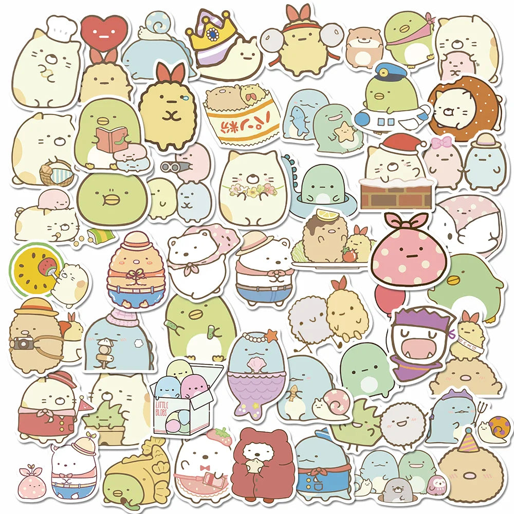 50pcs Sumikkogurashi Stickers Waterproof PVC for Laptop, Suitcase, Bicycle, Luggage, Skateboard (ONLINE ORDER ONLY)