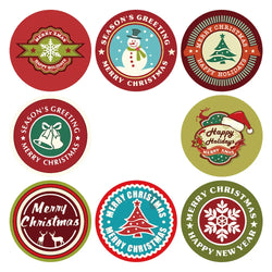 100-500Pcs Christmas Gift Box Round Labels Christmas Sticker Candy Bag Flower Gift Box Cake Boxes Packaging New Year Stickers (ONLINE ORDER ONLY)