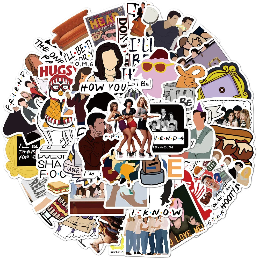 10/50/100pcs Friends TV Show Letter Anime Vintage Paster Gift Toy Funny Decal Scrapbooking DIY Phone Laptop Stickers Gifts (ONLINE ORDER ONLY)