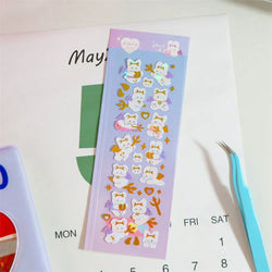 Cute ins Bear Rabbit Laser Sticker Scrapbooking Decorative Sticker Korean Hand Account DIY Diary Album Stick Label Stationery (Online Order Only)