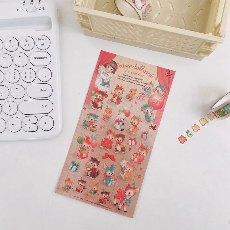 Ins Kawaii Retro Girl Sticker Scrapbooking Decorative Sticker DIY Diary Album Stick Label Korean Stationery (ONLINE ORDER ONLY)
