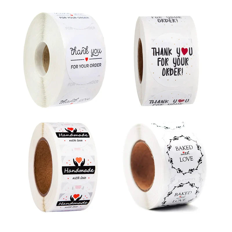 500pcs/roll Thank You Stickers Handmade Sticker Circle Stationery thank you for your order Seal Labels thank you sticker (ONLINE ORDER ONLY)