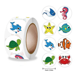 Stickers 500 Pcs/rollSea Animal Series Cute Stickers Office Stationery Decoration Sealing Stickers Kawaii Stickers (ONLINE ORDER ONLY)