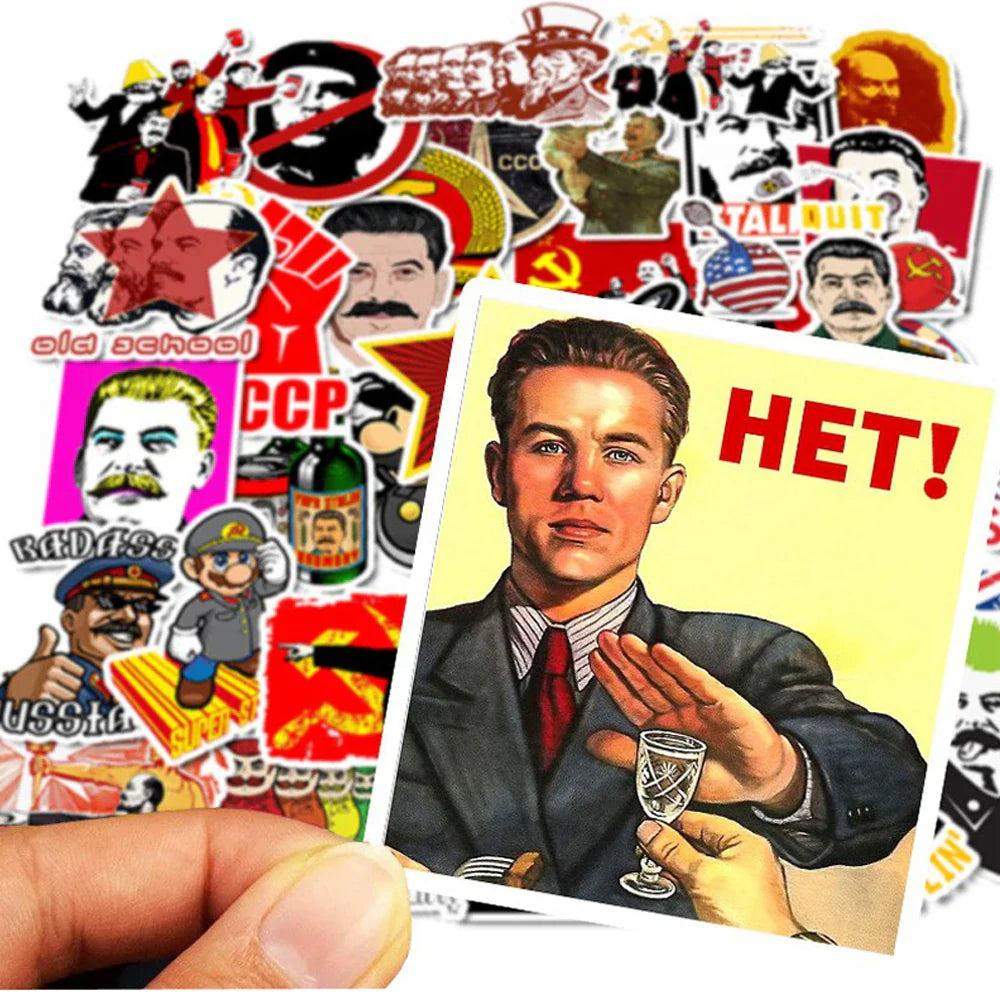 Soviet Union Stalin CCCP Waterproof Sticker Pack for Skateboard, Guitar, Luggage, Motorcycle (Online Order Only)