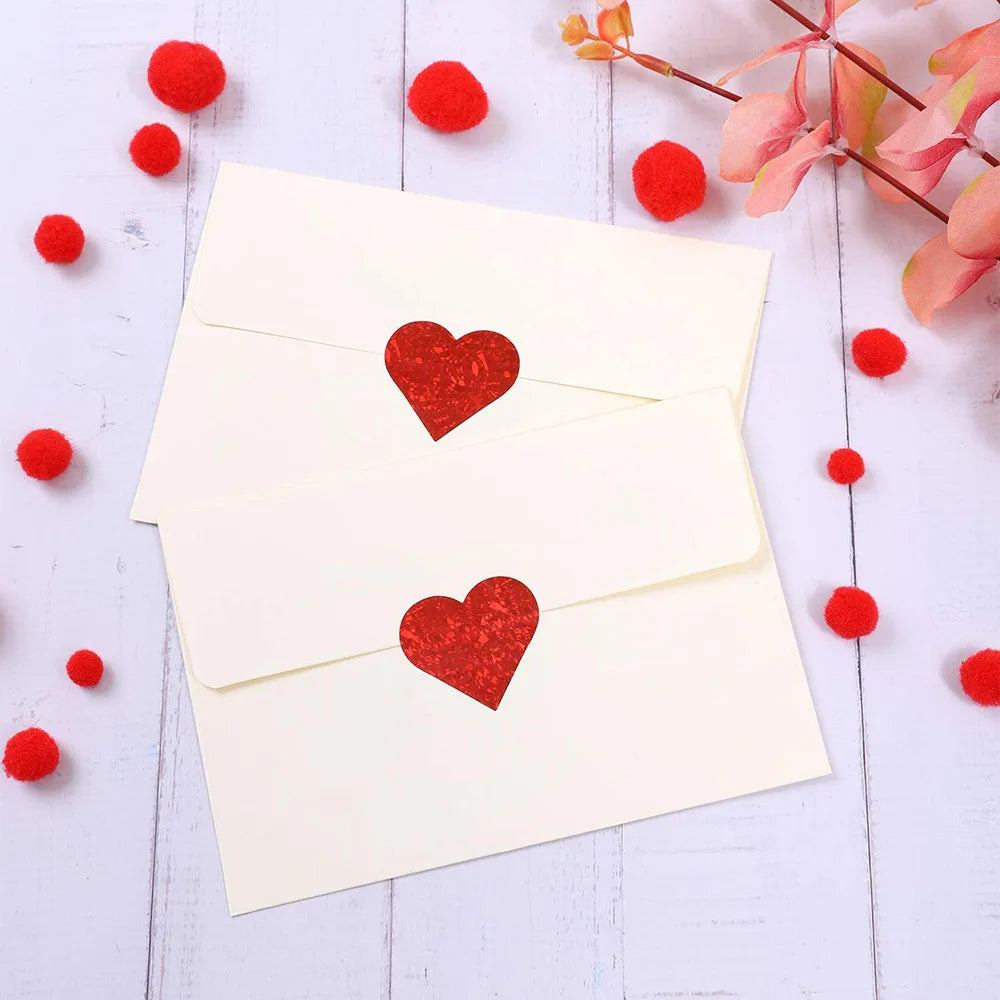 100-500pcs Sparkle Heart Stickers Red Love Scrapbooking Adhesive Stickers for Valentine's Day Wedding Decor Stationery Sticker (Online Order Only)