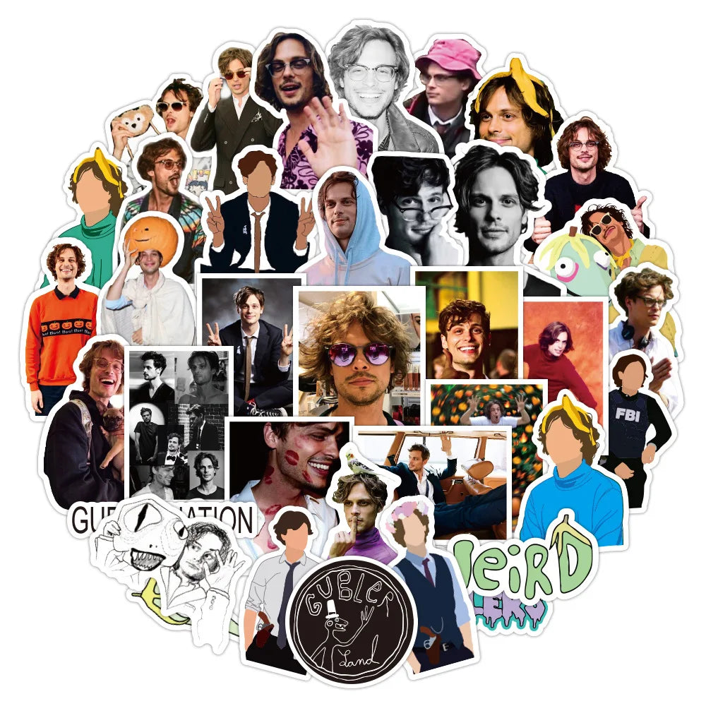 10/50pcs Fashion American Actor Matthew Gray Gubler Stickers Waterproof Suitcase Notebook Scooter Model Star Graffiti Stickers (ONLINE ORDER ONLY)
