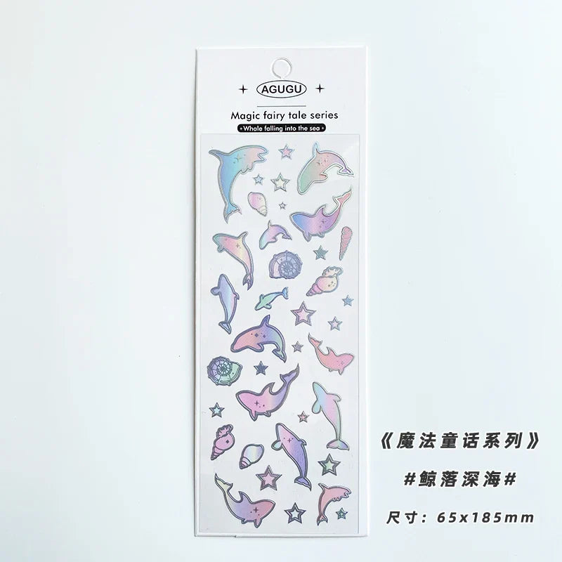 Cute Bubble Whale Bronzing Silver Sticker Aesthetics Decorative Scrapbooking Stickers School Supplies Diary Material Stickers (Online Order Only)
