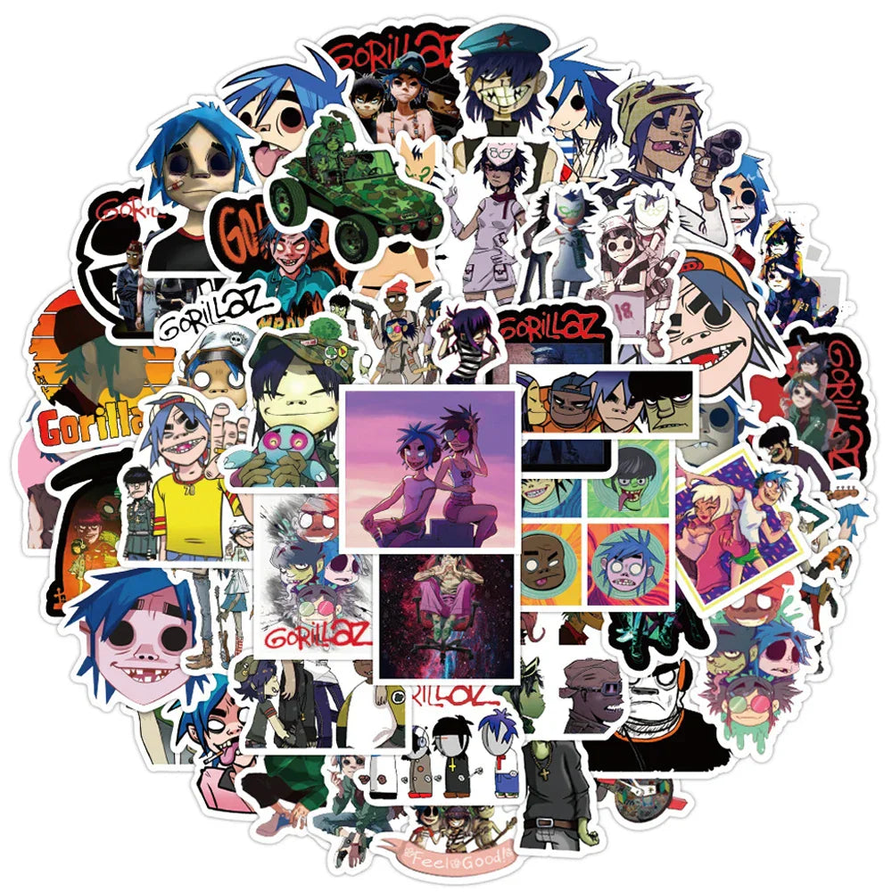 Gorillaz Band Stickers Decals for Bike, Luggage, Guitar, Laptop - 10/30/50PCS (ONLINE ORDER ONLY)